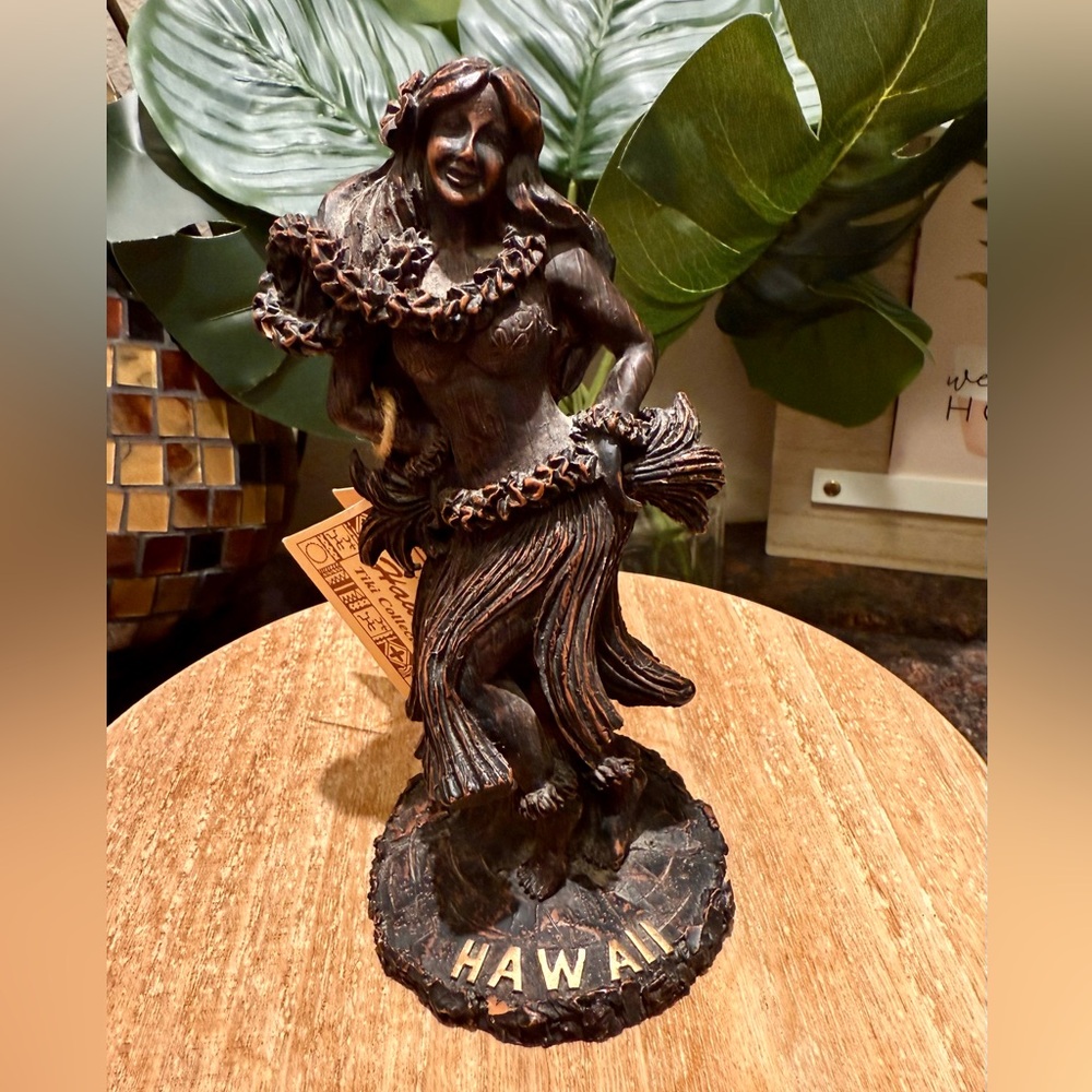 RARE- KC Company Hawaii, Vintage Wood Resin Hawaiian Carved Hula Girl 7" Figure - Picture 7 of 16